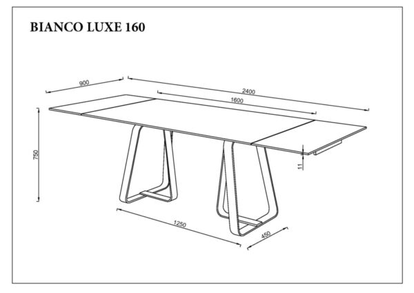 Стіл BIANCO LUXE CERAMIC 160(240)*90 білий мат/кашемір+золото
