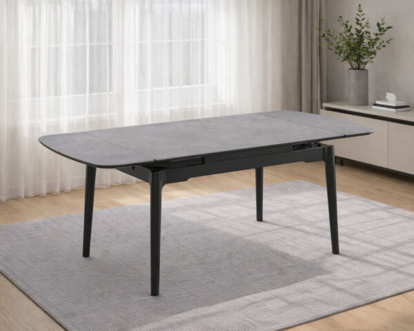 Стіл DUBLIN CERAMIC 120(180)*80 світло-сірий/чорний каркас