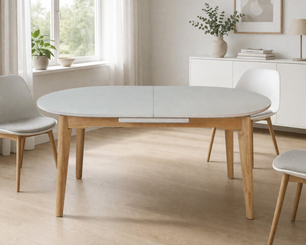 Стіл ALBERTO CERAMIC 160(200)*90 бежевий мат/дерево