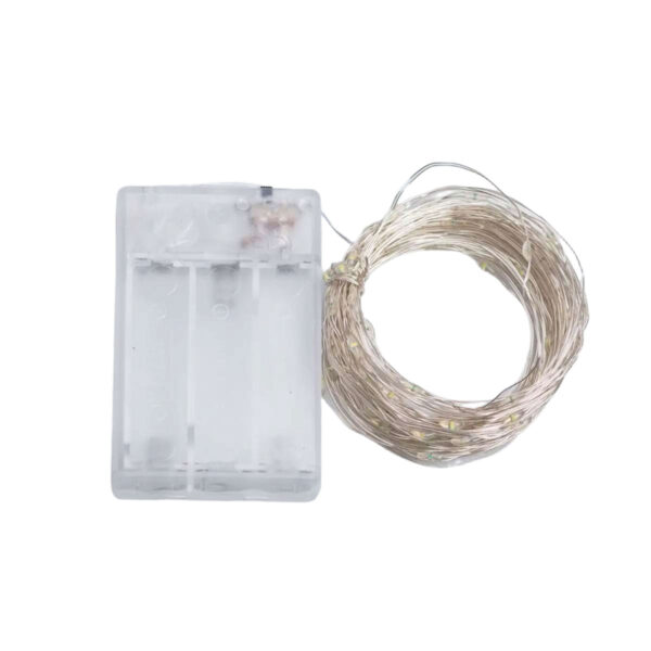 100l10mw-1.jpg Гірлянда роса 10 метрів крапля на батарейках на 100 led білий дріт жовтий 100L10MWY