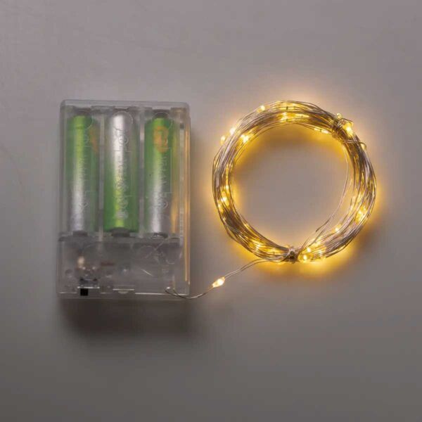 100l10mwy-1.jpg Гірлянда роса 10 метрів крапля на батарейках на 100 led білий дріт жовтий 100L10MWY