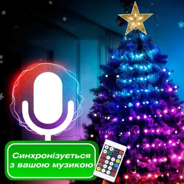 1733044w-3.jpg Розумна гірлянда Smart 250 LED довжина 2,5 м з керуванням смартфона прозора, мультиколор 1733044W