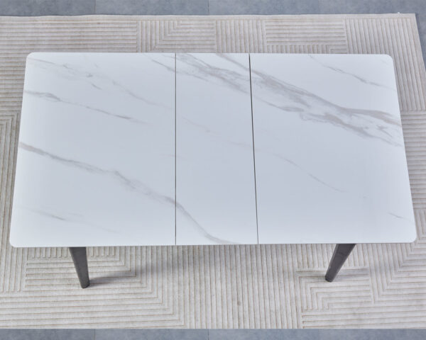Стіл BERLIN CERAMIC 111(140)*75 білий глянець/чорний каркас