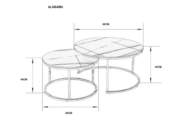 Журнальний столик ALABAMA A kass gold глянець еф.мармуру/золото (к-кт)