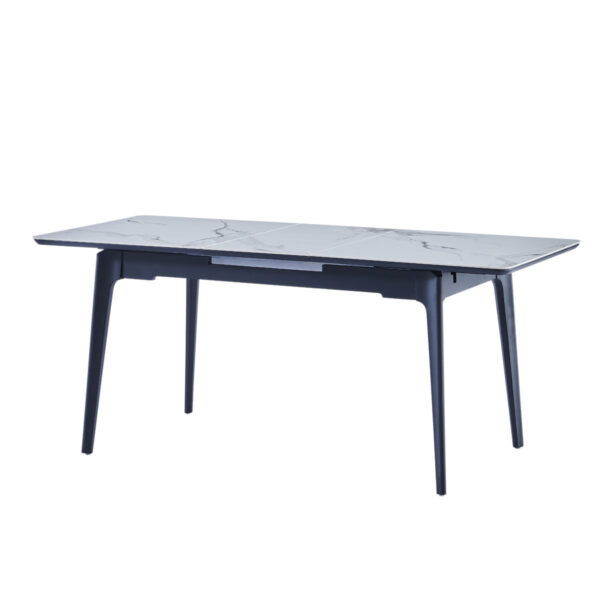 Стіл BERLIN CERAMIC 140(180)*80 білий глянець/чорний каркас