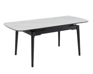 Стіл DUBLIN CERAMIC 120(180)*80 білий глянець/чорний каркас