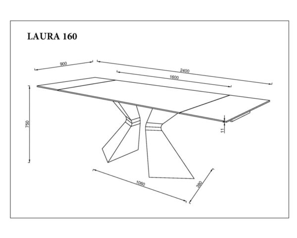 Стіл LAURA CERAMIC 160(240)*90 бежевий мат/бежевий