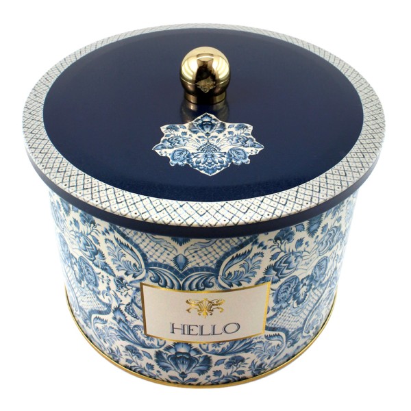 Ємність для зберігання Azulejo, білий і синій, 17,5*13 см, кругла