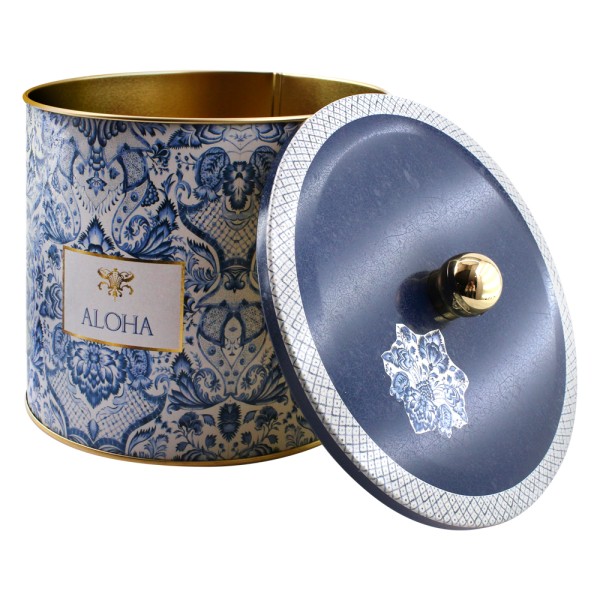 Ємність для зберігання Azulejo, білий і синій, 17,5*15,5 см, кругла
