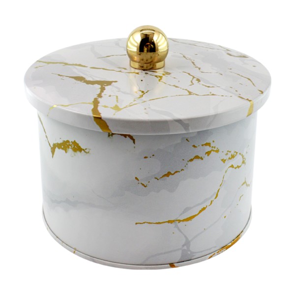 Ємність для зберігання Marble White, білий мармур, 14*10 см, кругла
