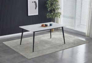 Стіл SABA CERAMIC 130*70 білий глянець/чорний каркас