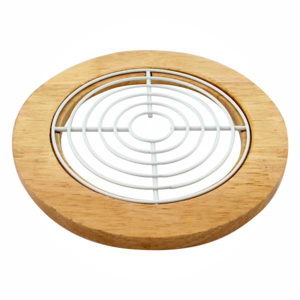 Підставка під гаряче Arino Bamboo, білий, кругла, 18*18*1,20 см, сталь/бамбук