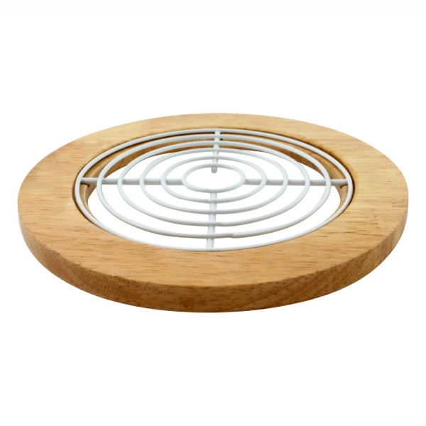 Підставка під гаряче Arino Bamboo, білий, кругла, 18*18*1,20 см, сталь/бамбук