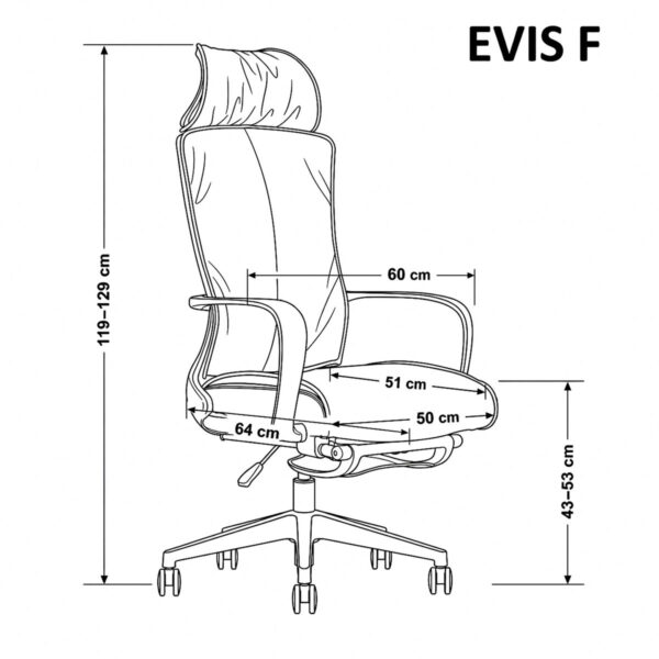 Крісло поворотне EVIS F сіра екошкіра/сірий каркас з підставкою для ніг