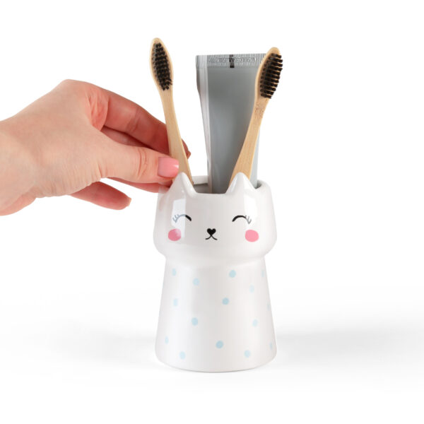 7gsrfahyjg15th0qwwjln12fbxlbhrmtfvmymplk.jpg Підставка для зубних щіток та пасти CUTE CAT 250 мл