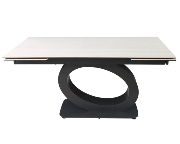 Стіл OVIDIO CERAMIC 160(240)*90 білий дуб/чорний каркас