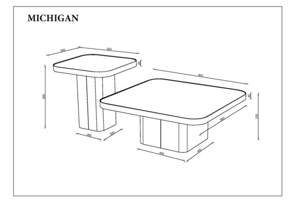 Журнальний столик MICHIGAN білий глянець/чорний (к-кт)