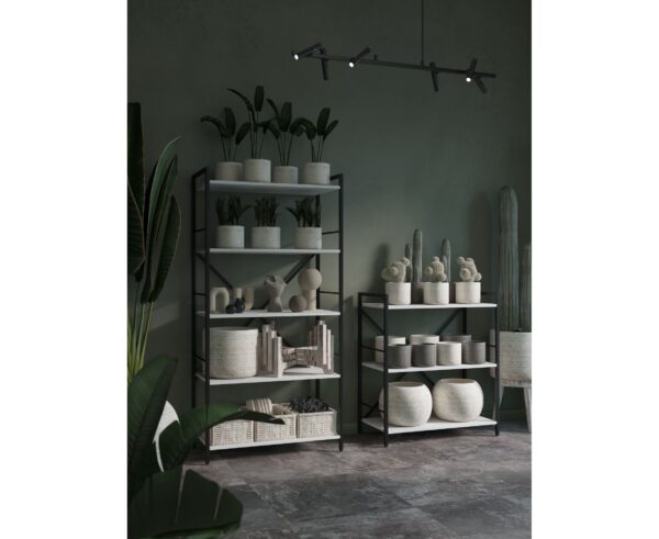 Стелаж Лофт 1700х800х350 мм, 35 кг/полицю, 5 полиць, ЛДСП, антрацит-білий сніг