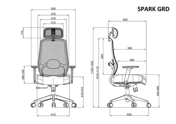 Крісло поворотне SPARK градієнт/чорна тканина/сірий каркас