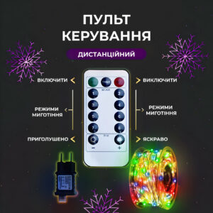 Гірлянда роса на пульті 100 метрів на 1000 led світлодіодів крапля на білому дроті мультиколор 1000L100MWML