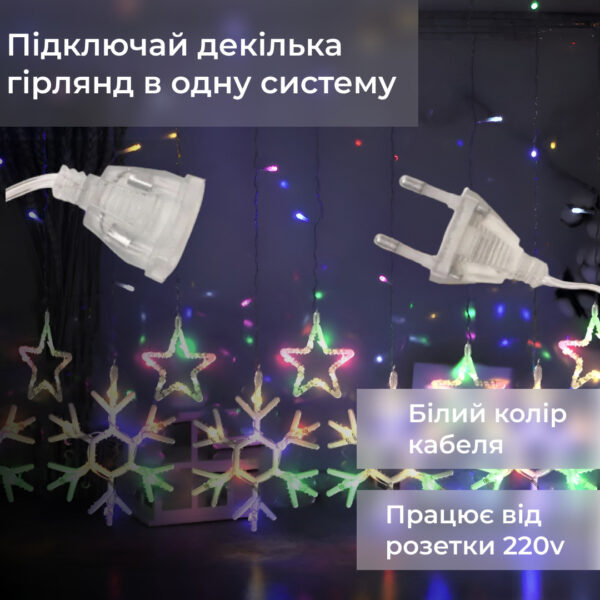 girlyanda_shtora_3h0_9_m_snezhinka_zvezda_na_145_led_lampochek_svetodiodnaya_10_sht_1.jpg Гірлянда штора 3х0,9 м сніжинка зірка на 145 LED лампочок світлодіодна 10 шт 1733065ML