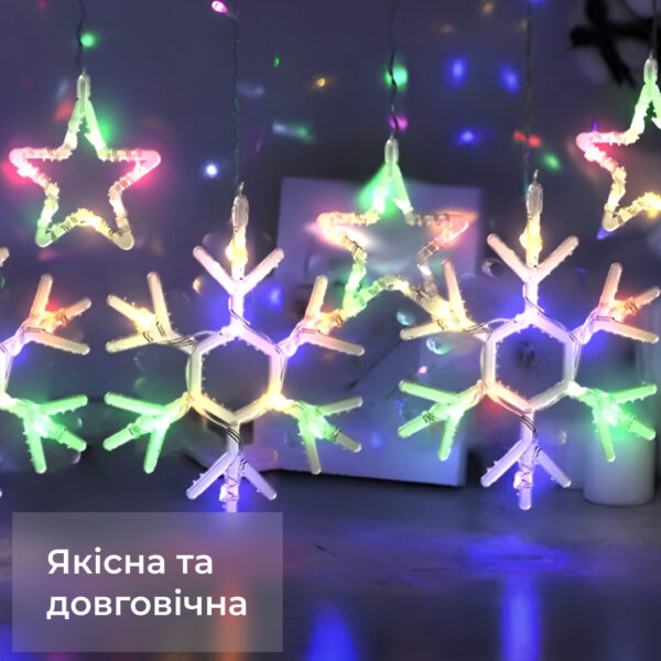 girlyanda_shtora_3h0_9_m_snezhinka_zvezda_na_145_led_lampochek_svetodiodnaya_10_sht_2.jpg Гірлянда штора 3х0,9 м сніжинка зірка на 145 LED лампочок світлодіодна 10 шт 1733065ML