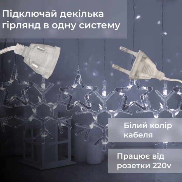 girlyanda_shtora_3h0_9_m_snezhinka_zvezda_na_145_led_lampochek_svetodiodnaya_10_sht_belyy_2.jpg Гірлянда штора 3х0,9 м сніжинка зірка на 145 LED лампочок світлодіодна 10 шт Білий 1733067W