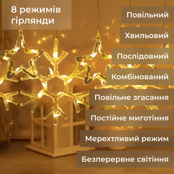 girlyanda_shtora_3h0_9_m_snezhinka_zvezda_na_145_led_lampochek_svetodiodnaya_10_sht_zheltyy_4.jpg Гірлянда штора 3х0,9 м сніжинка зірка на 145 LED лампочок світлодіодна 10 шт Жовтий 1733068Y