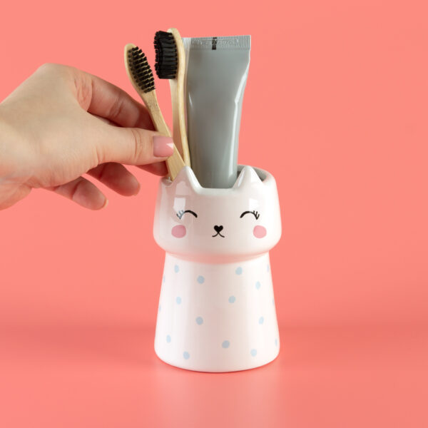 hnoe8est6pwqi9vtqtsg8jdjncq9b4c3brpsfc9y.jpg Підставка для зубних щіток та пасти CUTE CAT 250 мл