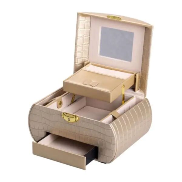 hp521gold_4.jpg Скринька для прикрас з еко шкіри 3 яруси із замком органайзер для ювелірних виробів HP-5-21GOLD
