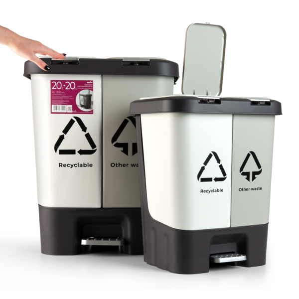 mpglygxr4fgj4ev7awbta95g16xddyqfo6g6rx5o.png Відро для сортування сміття з кришкою та педаллю 20+20L