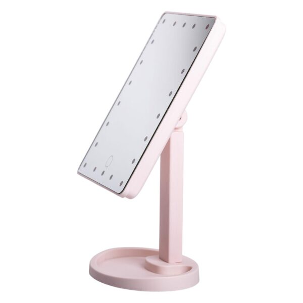 nastolnoe_zerkalo_s_podsvetkoy_22_led_dlya_makiyazha_21h16_sm_pryamougolnoe_na_nozhke_usb_rozovoe.jpg Настільне дзеркало з підсвічуванням 22 LED для макіяжу 21х16 см прямокутне на ніжці USB Рожеве HP-10-4AP