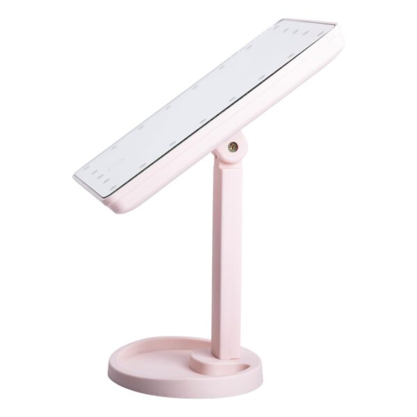 nastolnoe_zerkalo_s_podsvetkoy_22_led_dlya_makiyazha_21h16_sm_pryamougolnoe_na_nozhke_usb_rozovoe_1.jpg Настільне дзеркало з підсвічуванням 22 LED для макіяжу 21х16 см прямокутне на ніжці USB Рожеве HP-10-4AP