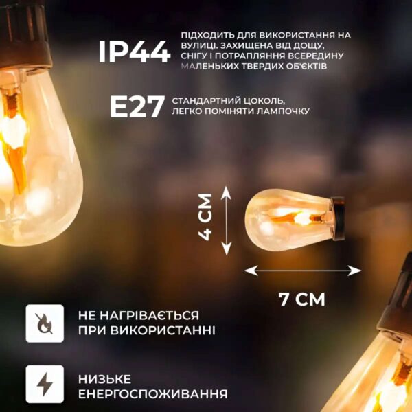 s141-428129.jpg Ретро гірлянда вулична 10 LED лампочок 5 метрів S141