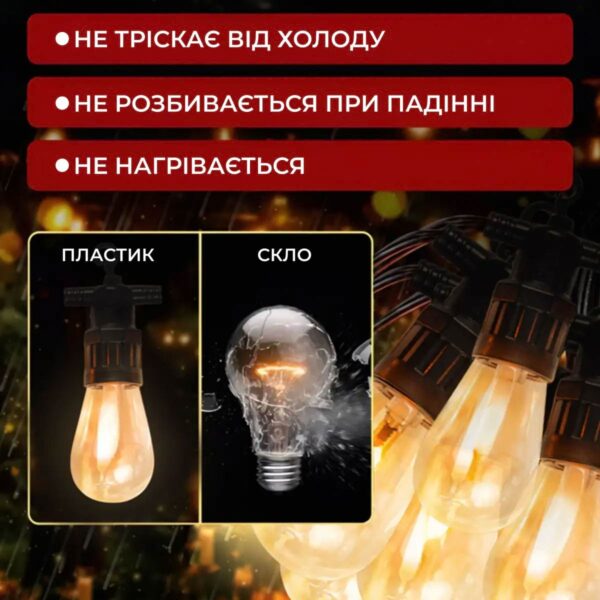 s14y-528129.jpg Гірлянда вулична у стилі ретро світлодіодна жовта S14 на 10 LED ламп завдовжки 5 метрів S14Y