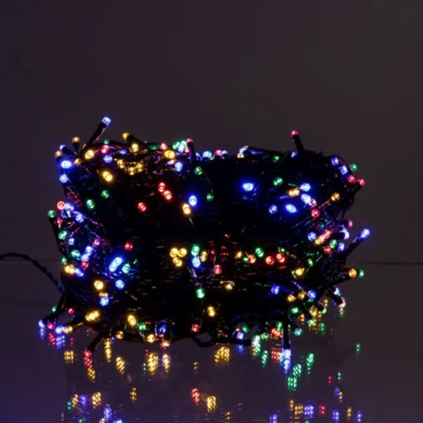 Новорічна гірлянда вулична 50 м 500 LED з сонячною батареєю чорний провід Мультиколір SB500L50MBML