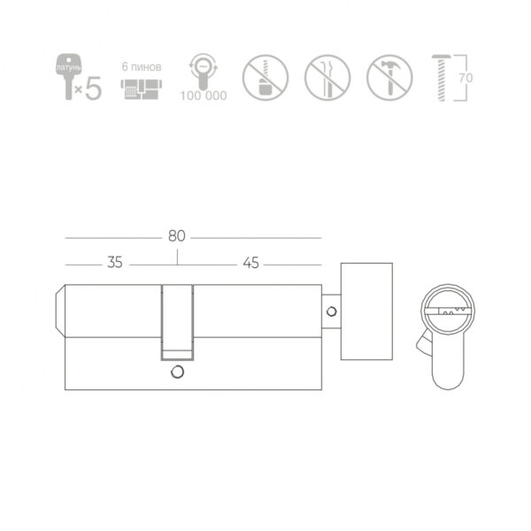 tl2rzdkt9a4exdprnhnnupycd7rzzbqglj8icfwp.jpg Циліндр ключ/тумблер P6P35/45T SN матовий нікель