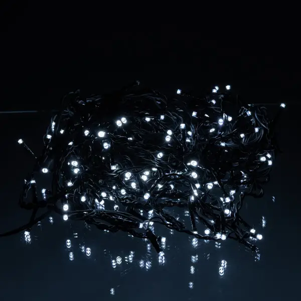Вулична гірлянда бахрома 12 м 200 led чорний провід чорний провід Білий 12MBW