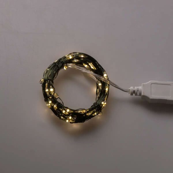 usb100l10mgy-228129.jpg Гірлянда роса 10 метрів USB на 100 led світлодіодів крапля на зеленому дроті USB100L10MGY
