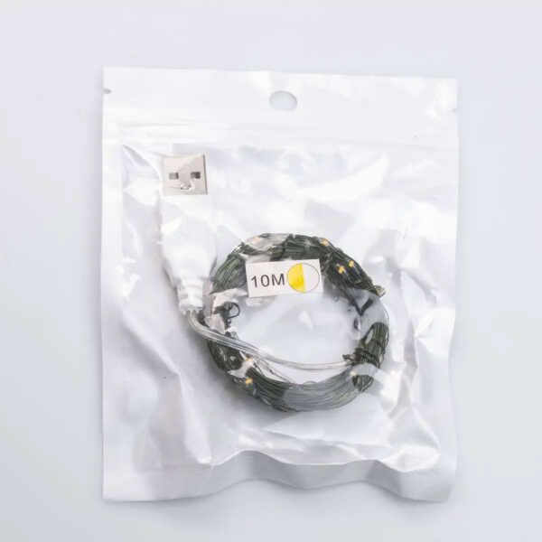 usb100l10mgy-328129.jpg Гірлянда роса 10 метрів USB на 100 led світлодіодів крапля на зеленому дроті USB100L10MGY
