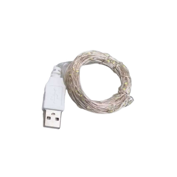 usb100l10mw-1.jpg Гірлянда роса 20 метрів USB на 200 led світлодіодів крапля на білому дроті біла USB200L20MWW