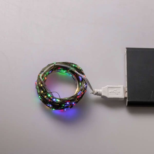 usb200l20mgml-128129.jpg Гірлянда роса 20 метрів USB на 200 led світлодіодів крапля на зеленому дроті мультиколор USB200L20MGML