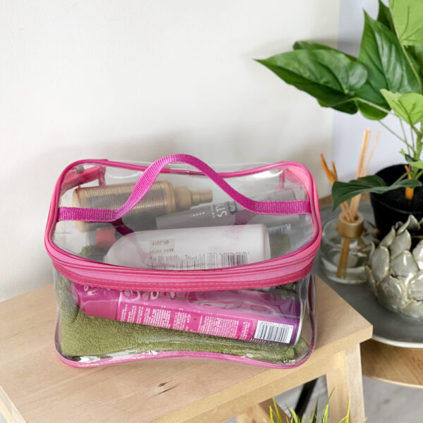 Прозора силіконова косметичка L 26×19×13 см ORGANIZE (рожева)