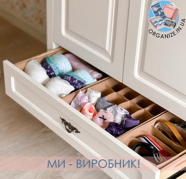 3406172146_nabor-organajzerov-dlya.jpg Набір органайзерів для нижньої білизни 3 шт. ORGANIZE (бежевий)