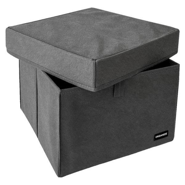4915055216_korobka-organize-dlya.png Коробка для зберігання речей L з кришкою - 30x30x20 см ORGANIZE (сірий)