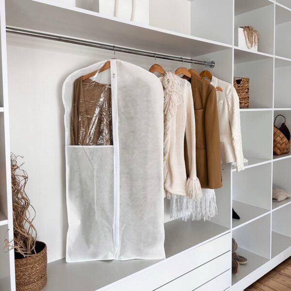 5429141492_chehol-flizelinovyj-organize.jpg Чохол флізеліновий для одягу з прозорою вставкою завдовжки 120 см ORGANIZE (білий)