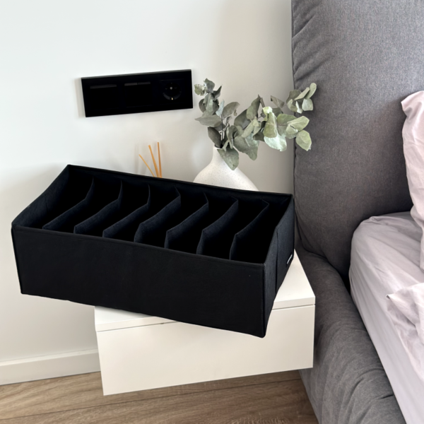 Ящик для зберігання на 8 комірок 50×25×16 см ORGANIZE (чорний)