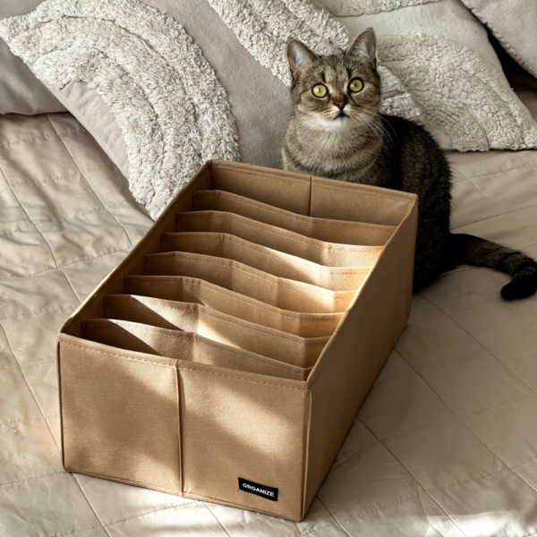6279048131_yaschik-organize-dlya.png Ящик для зберігання на 8 комірок 40×25×16 см ORGANIZE (бежевий)