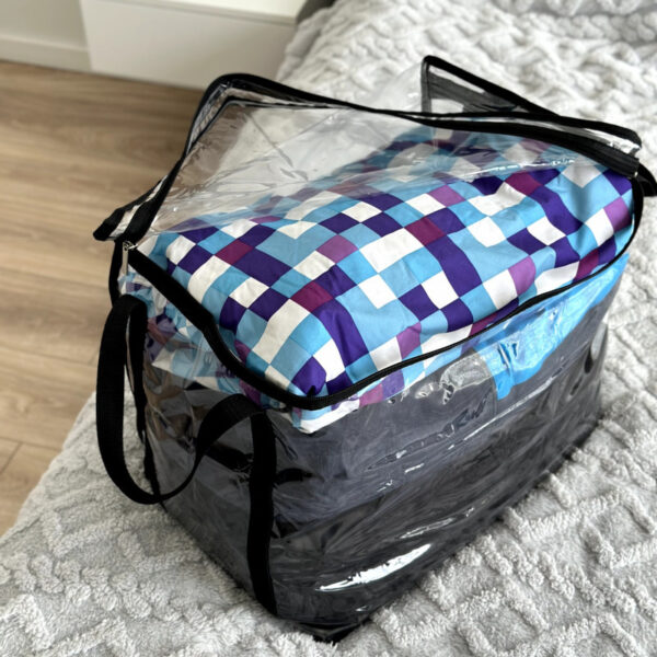 Прозора прямокутна сумка для речей з ручками L 43x29x37 см ORGANIZE (чорна)
