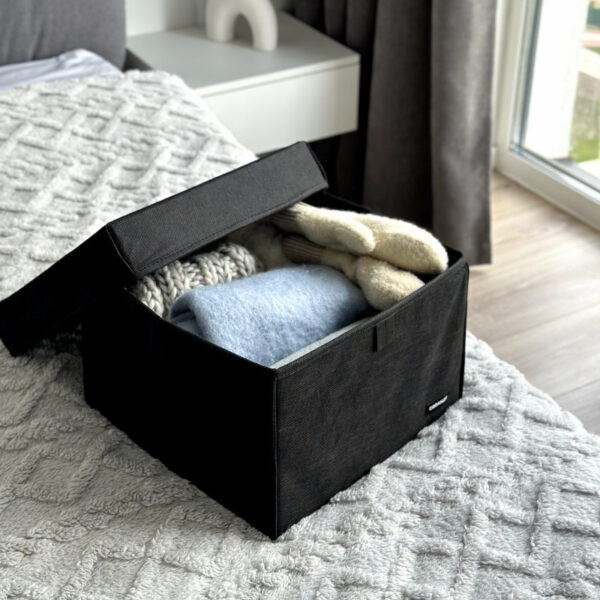 6792581245_korobka-organize-dlya.jpg Коробка для зберігання речей L з кришкою - 30x30x20 см ORGANIZE (чорний)